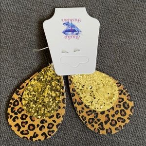 Leopard and gold glitter Earrings
